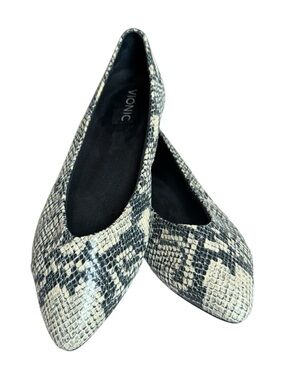 Vionic Caballo Snakeskin Leather Pointed Toe Orthotic Ballet Flats Size 9